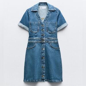 Zara Bloggers Favorite - the Zara Denim Button-Down Mini Dress.